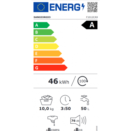 SanGiorgio F10 12 CA9  Πλυντήριο Ρούχων 10kg 1200 Στροφών Inverter A 